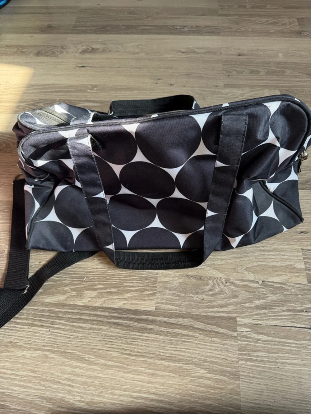 Thirty One Black & White Geometric Canvas Travel Bag